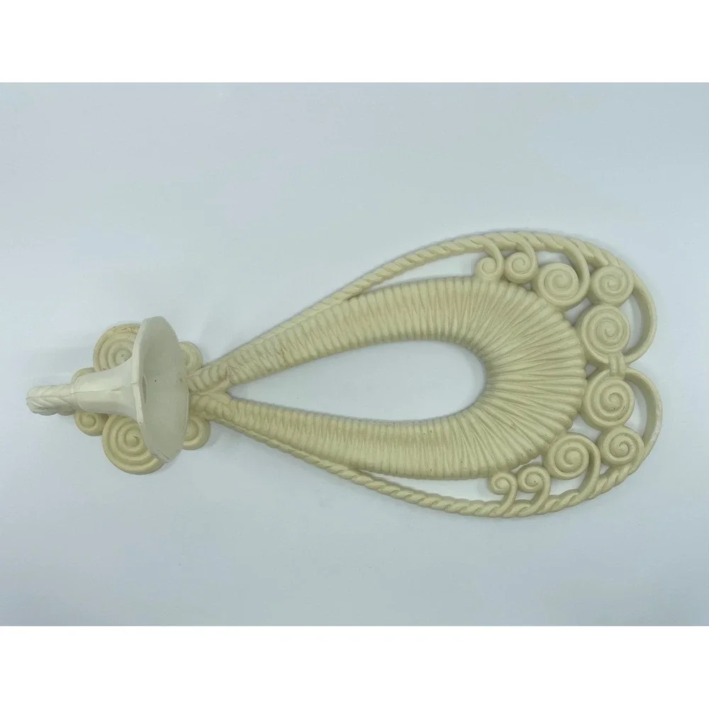 Vtg‎ Burwood Products 70s Wall Sconce Decor Ivory Ornate Swirl 18